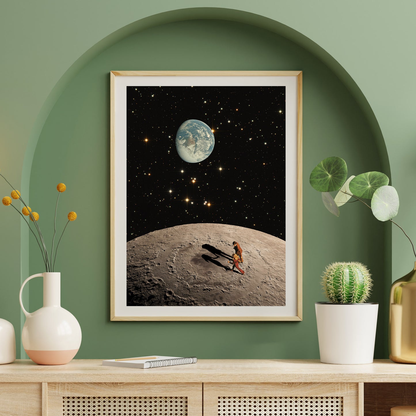 Walking by your side Vintage Cosmic Collage Art Retro Art