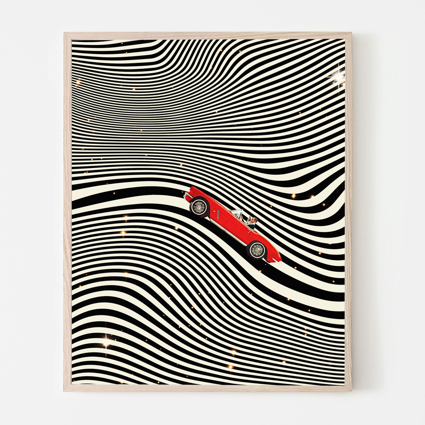 Hills, Optical Illusion, Line Art, Vintage art, Surrealism, Retro Art, Sci-Fi fi, Cosmic Art, Art Print.