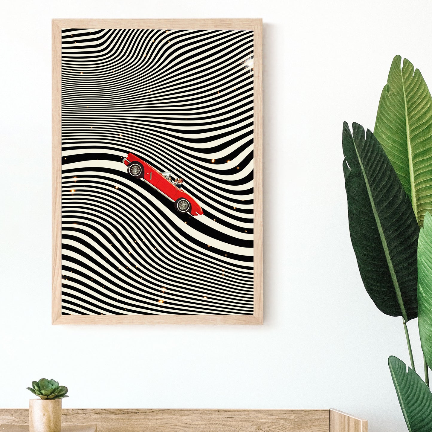 Hills, Optical Illusion, Line Art, Vintage art, Surrealism, Retro Art, Sci-Fi fi, Cosmic Art, Art Print.