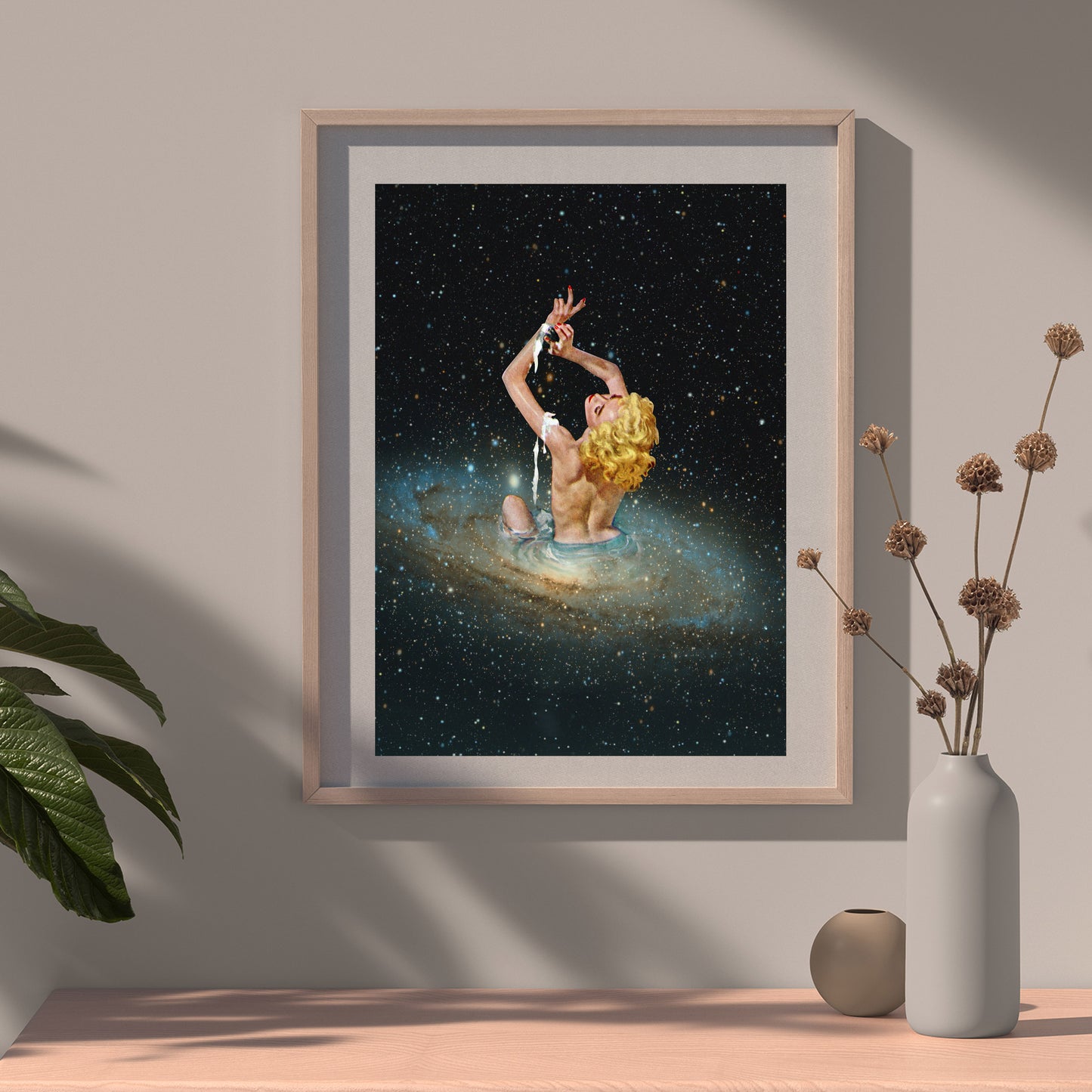 Star Bath, Vintage Collage art, Surrealism, Retro Art, Sci-Fi fi, Cosmic Collage