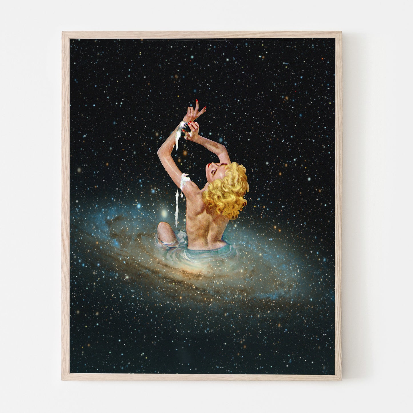 Star Bath, Vintage Collage art, Surrealism, Retro Art, Sci-Fi fi, Cosmic Collage