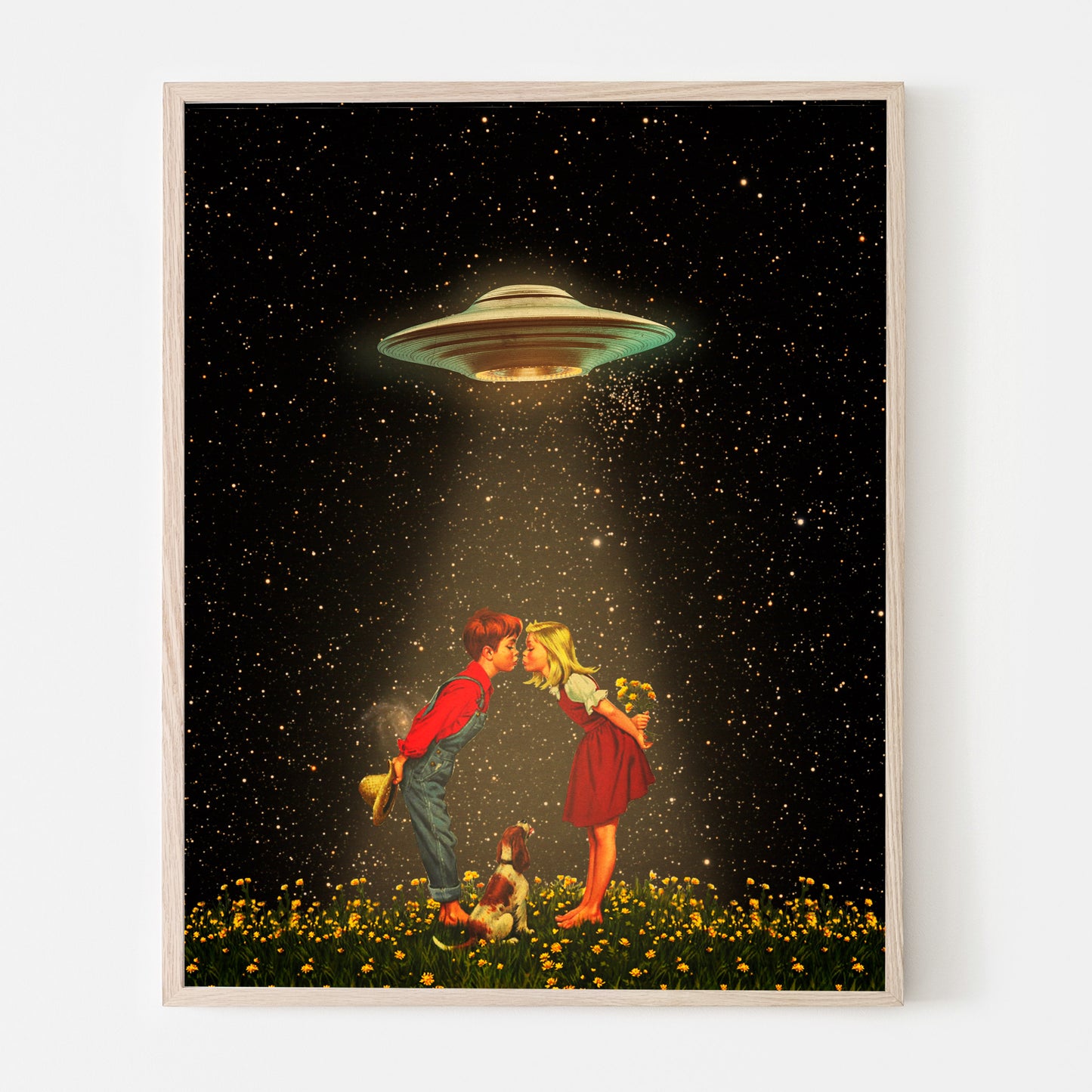 Human Interaction, Ufo, Vintage art, Surrealism, Retro Art, Sci-Fi, Cosmic Collage, Cosmic Art, Space Art