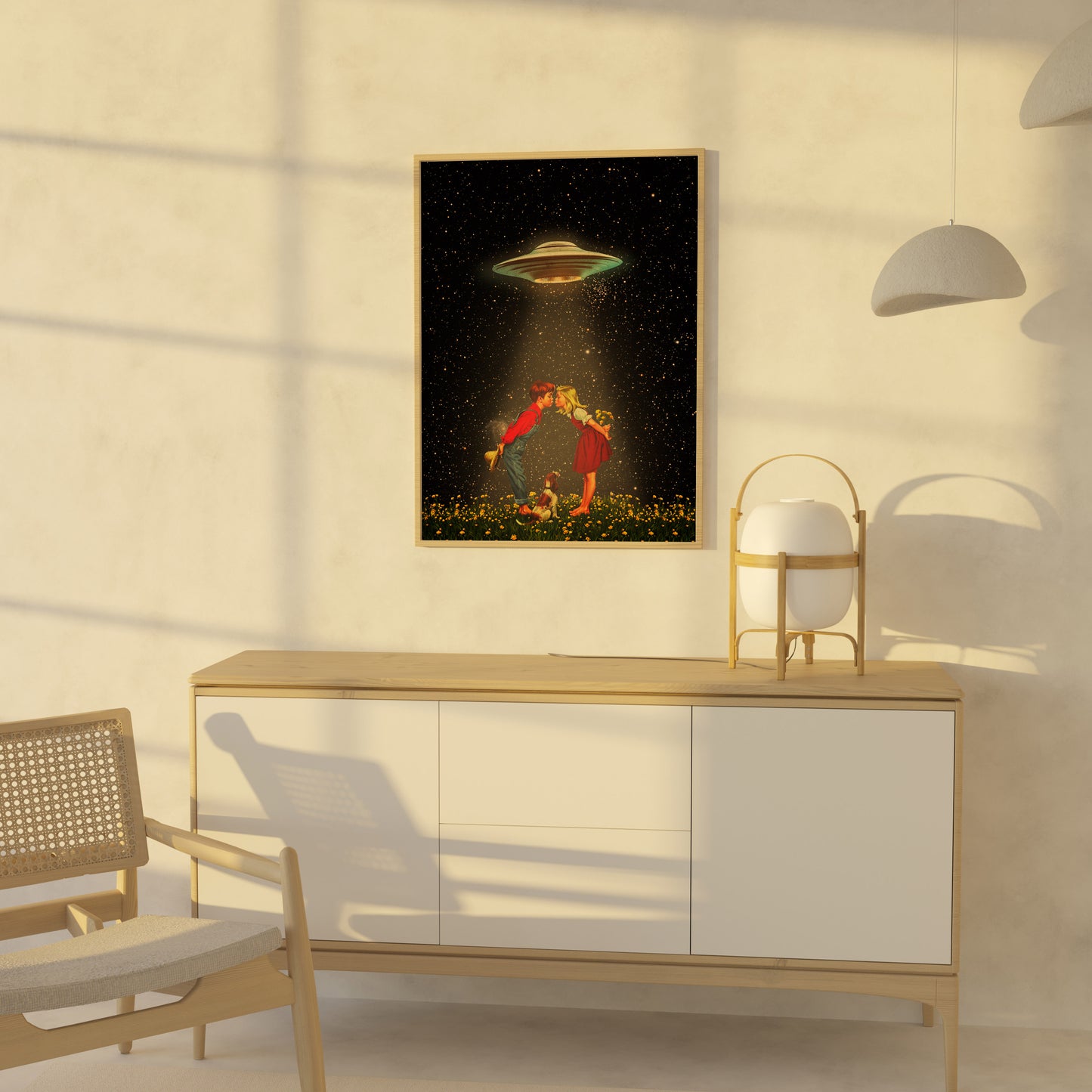 Human Interaction, Ufo, Vintage art, Surrealism, Retro Art, Sci-Fi, Cosmic Collage, Cosmic Art, Space Art
