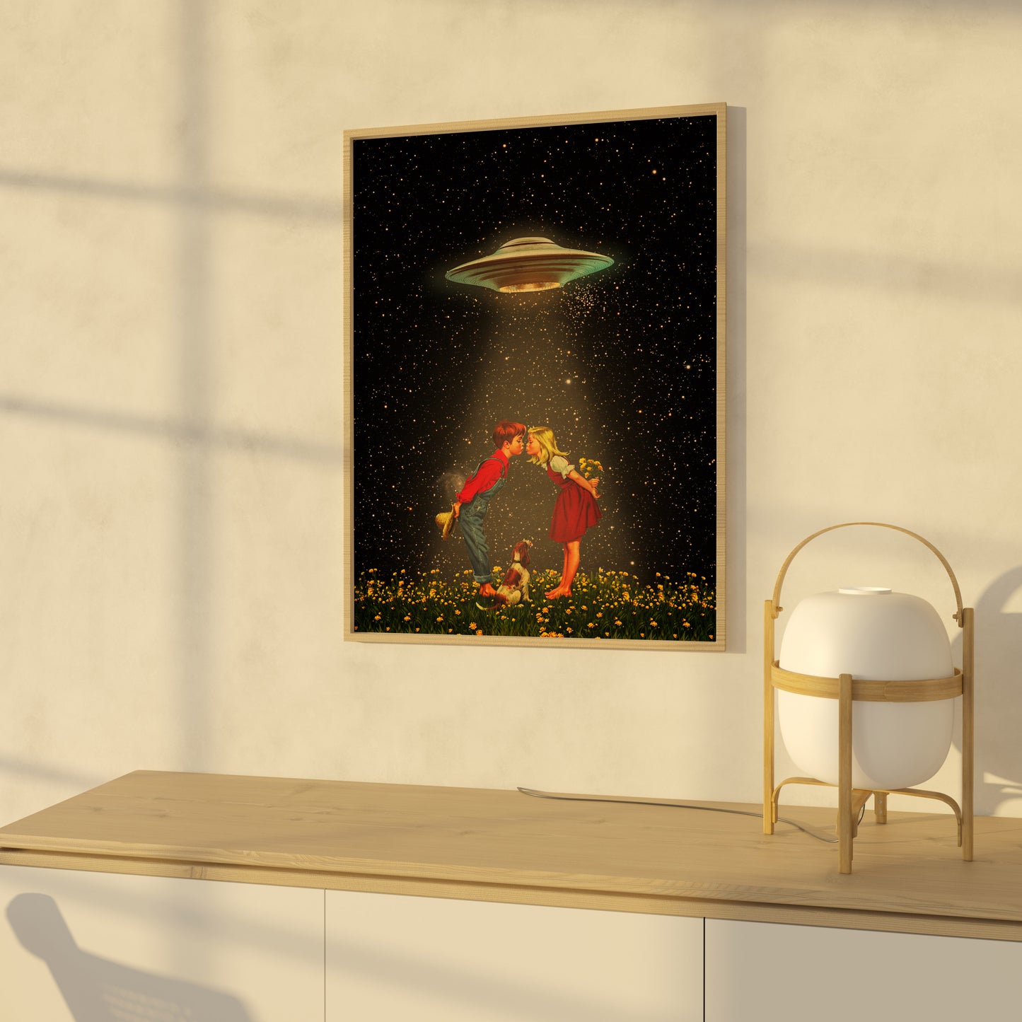 Human Interaction, Ufo, Vintage art, Surrealism, Retro Art, Sci-Fi, Cosmic Collage, Cosmic Art, Space Art