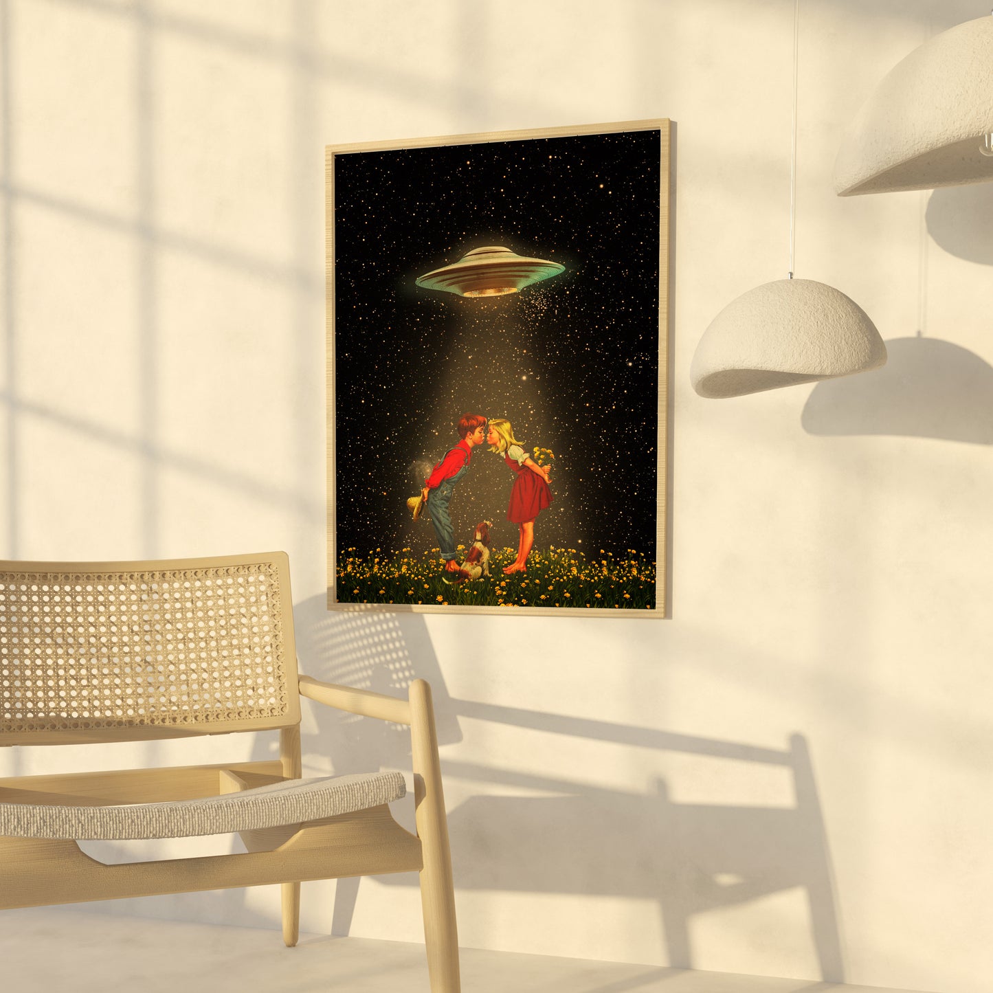 Human Interaction, Ufo, Vintage art, Surrealism, Retro Art, Sci-Fi, Cosmic Collage, Cosmic Art, Space Art