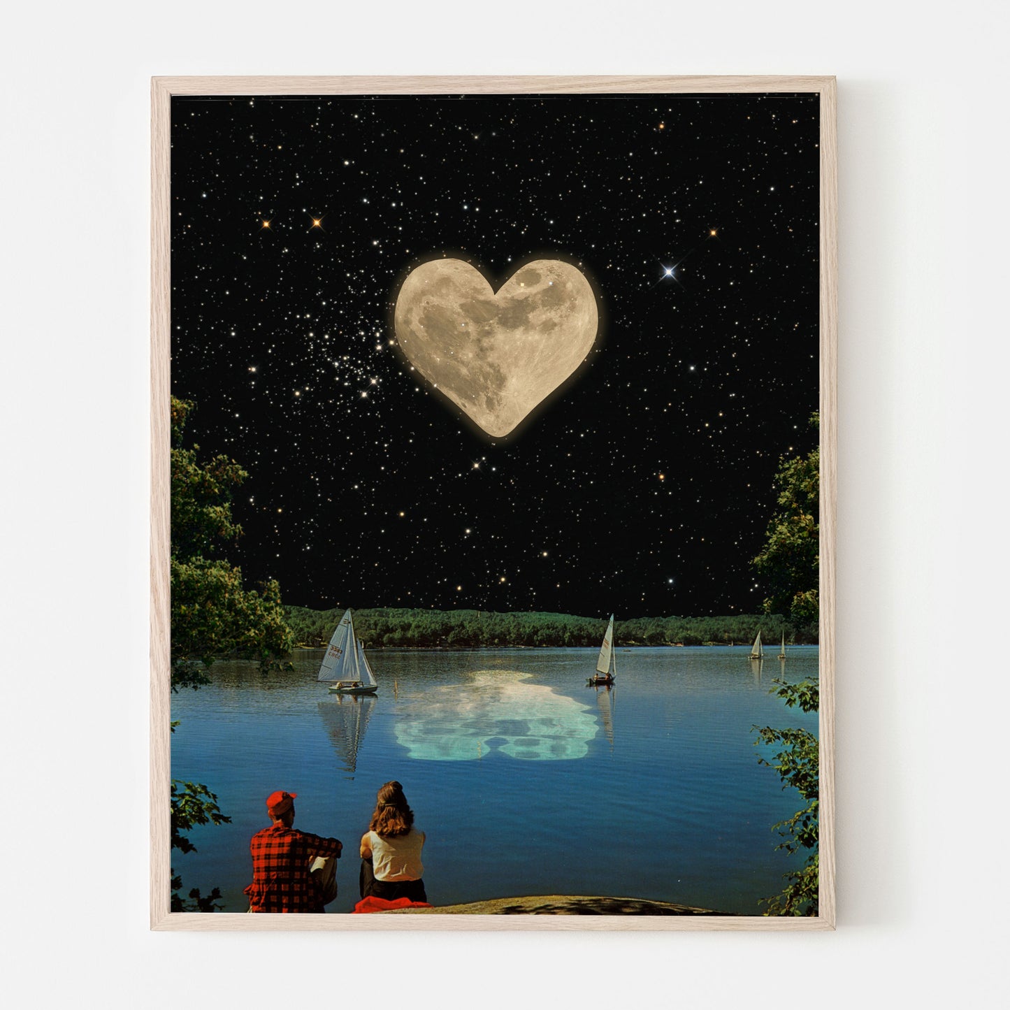 Love is in the space Vintage Cosmic Collage Art Retro Art