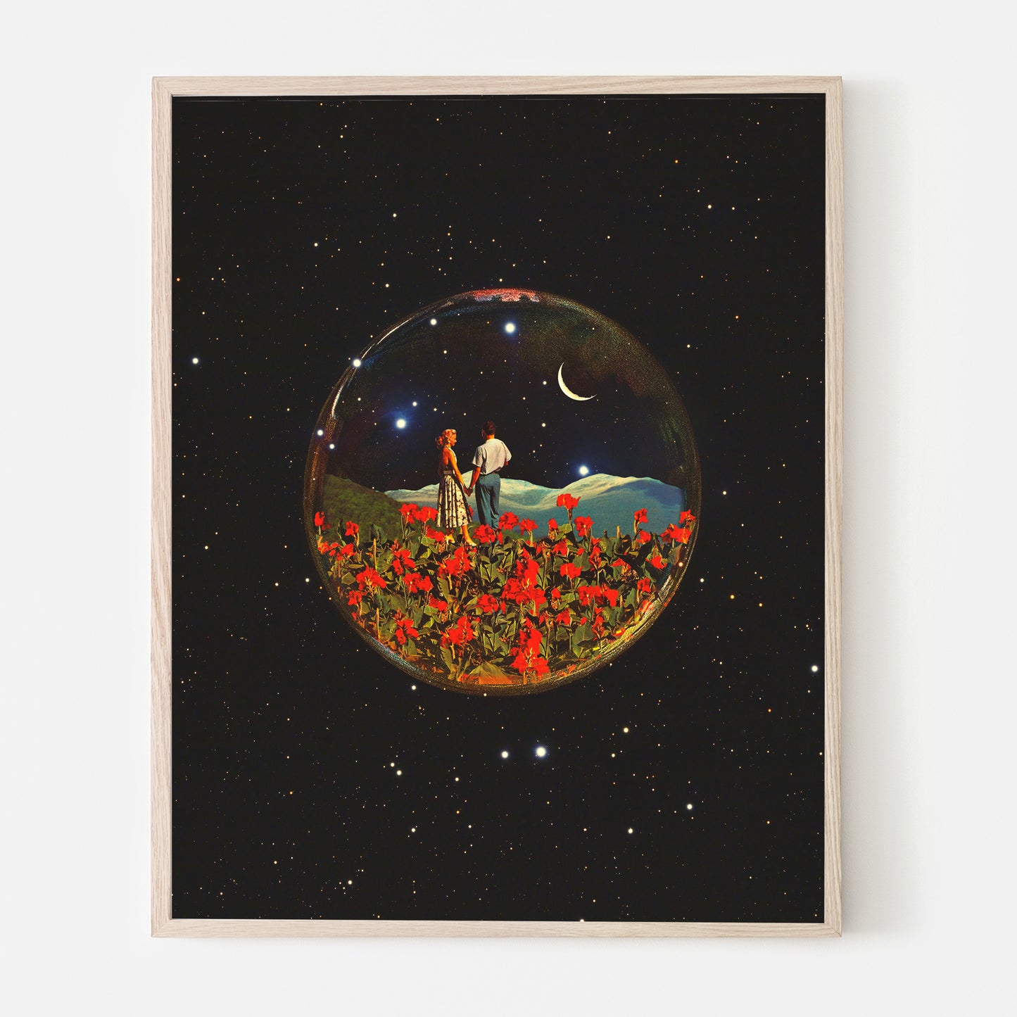Love Bubble, Vintage art, Surrealism, Retro Art, Sci-Fi, Cosmic Collage, Cosmic Art, Space Art, Art Print