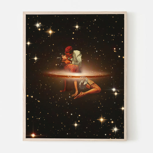 Take me to the stars Vintage Cosmic Collage Art Retro Art