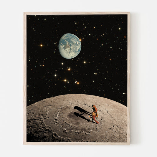 Walking by your side Vintage Cosmic Collage Art Retro Art