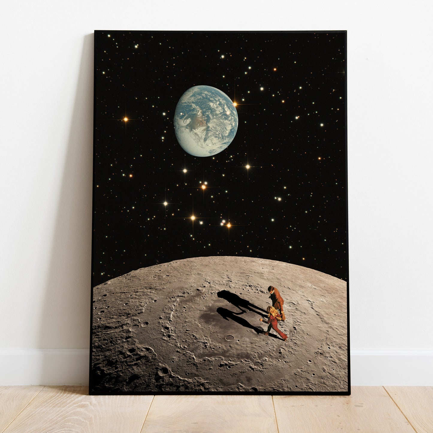 Walking by your side Vintage Cosmic Collage Art Retro Art