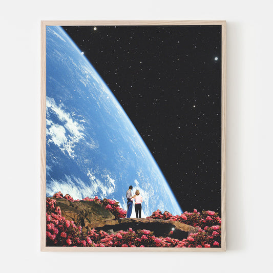 My best view, Vintage Collage art, Surrealism, Retro Art, Sci-Fi fi, Cosmic Collage, Earth view
