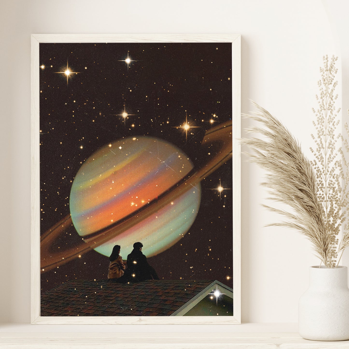 Souls and Saturn Cosmic Collage Retro Vintage Art
