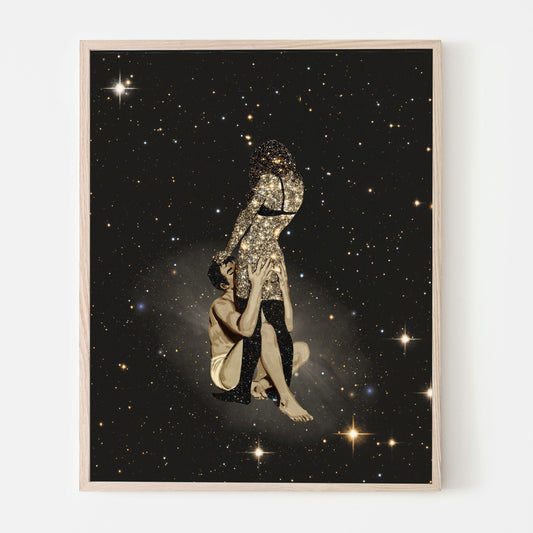 Ignited, Couples, Love, Vintage art, Surrealism, Retro Art, Sci-Fi, Cosmic Collage, Cosmic Art, Space Art, Art Print