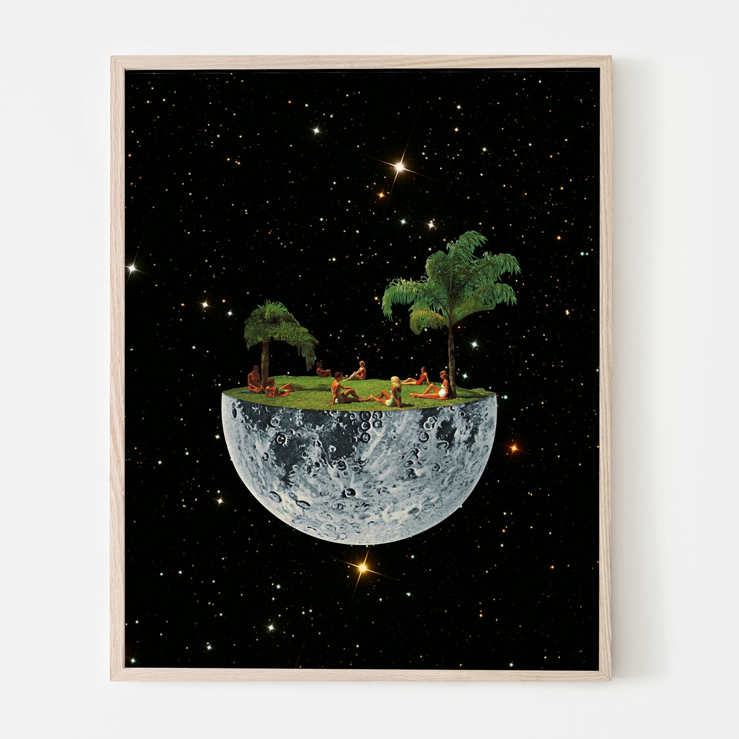 Floating Moon, Vintage Collage art, Surrealism, Retro Art, Sci-Fi fi, Cosmic Collage