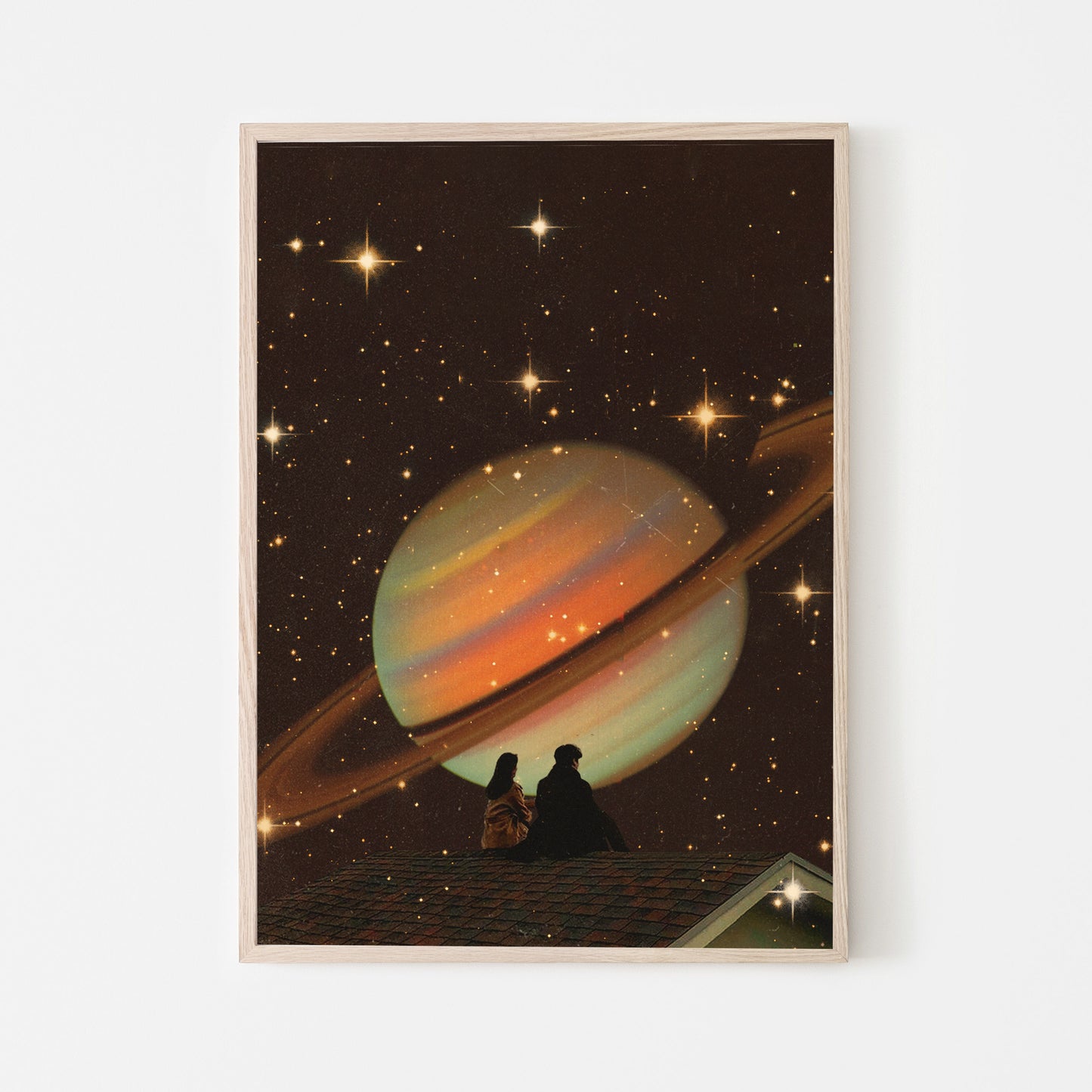 Souls and Saturn Cosmic Collage Retro Vintage Art