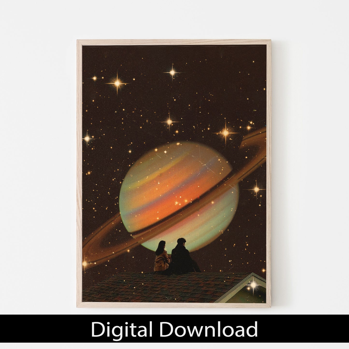 Souls and Saturn Cosmic Collage Retro Vintage Art