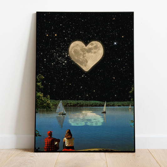 Love is in the space  Vintage Cosmic Collage Art Retro Art
