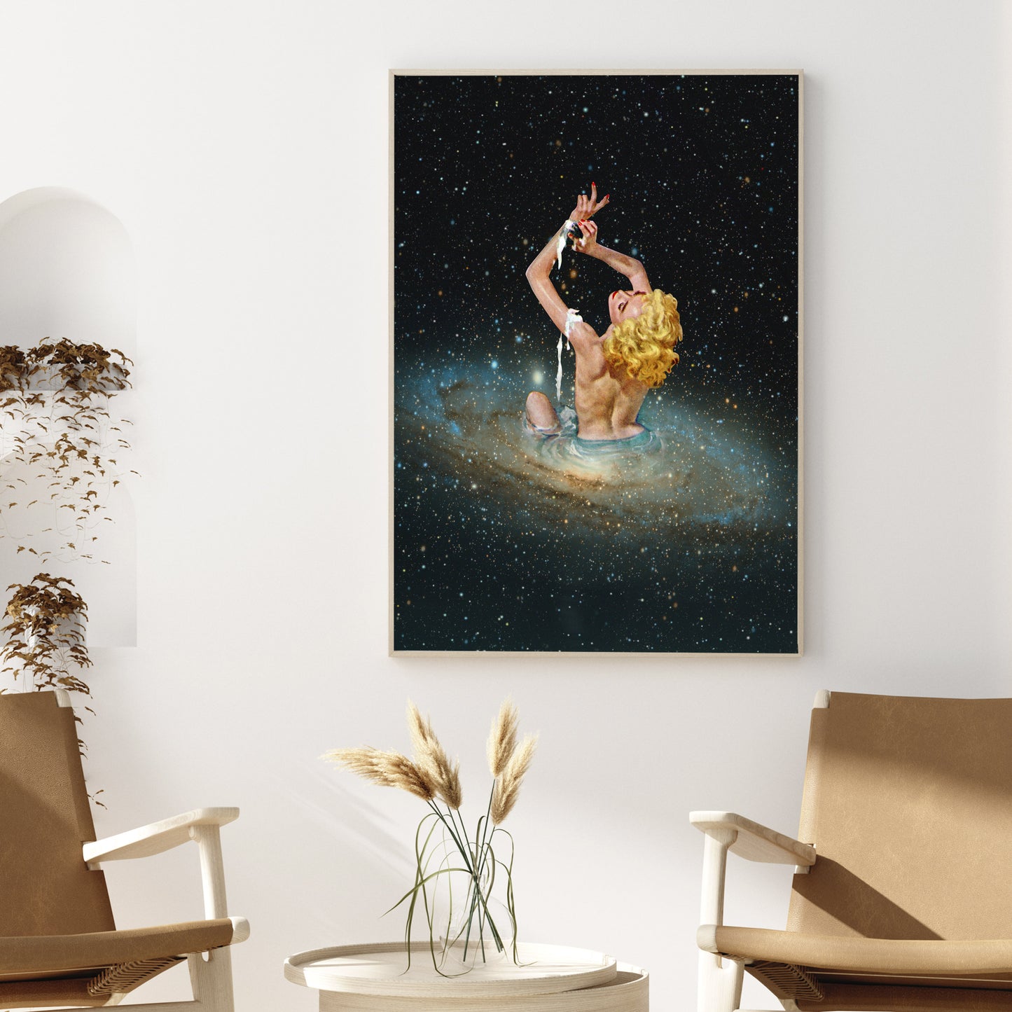Star Bath, Vintage Collage art, Surrealism, Retro Art, Sci-Fi fi, Cosmic Collage