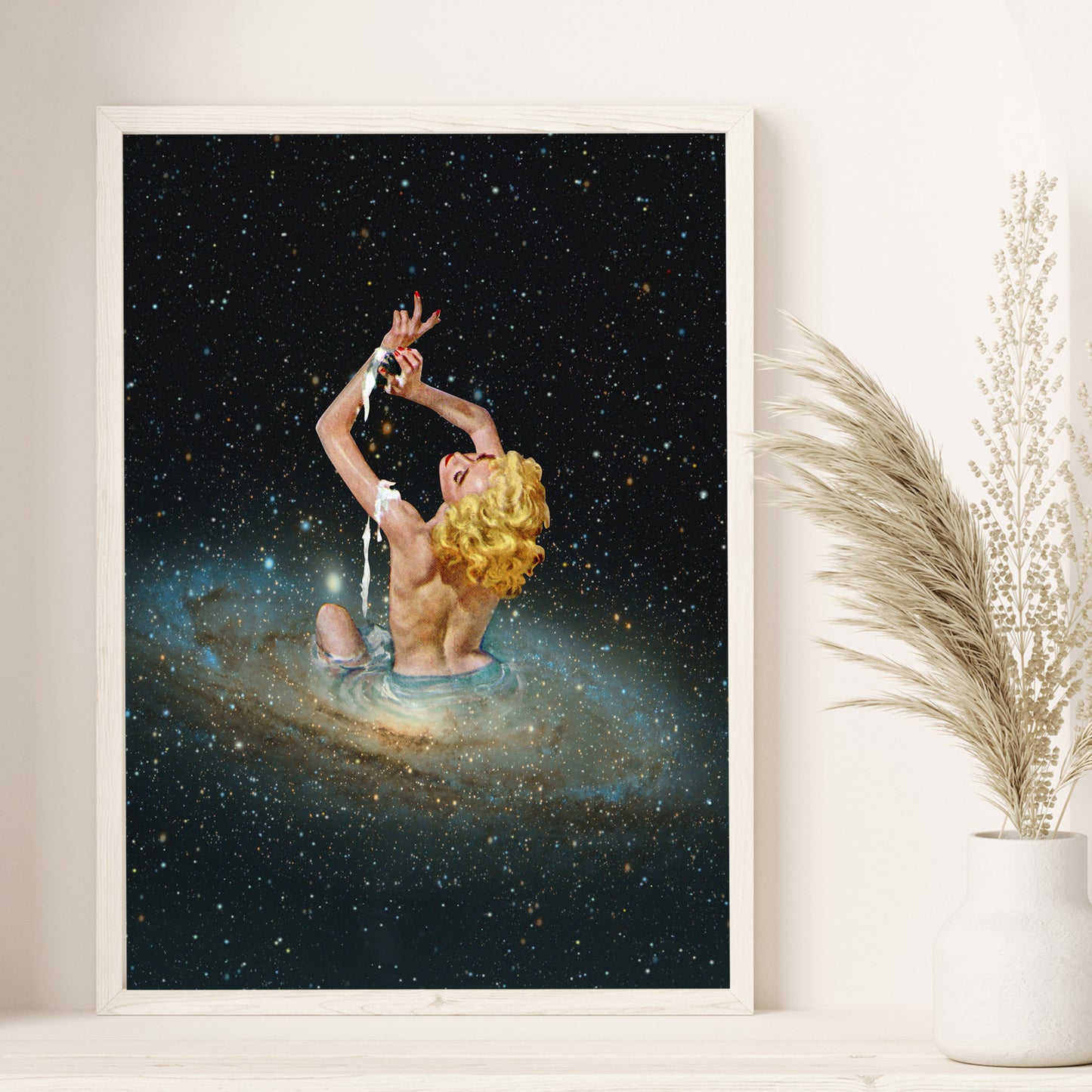 Star Bath, Vintage Collage art, Surrealism, Retro Art, Sci-Fi fi, Cosmic Collage