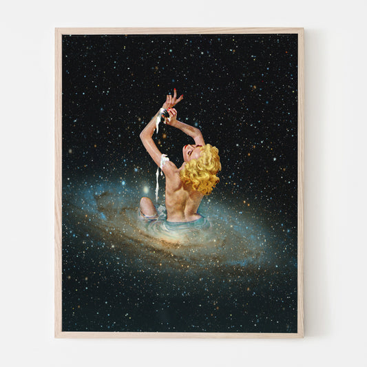Star Bath, Vintage Collage art, Surrealism, Retro Art, Sci-Fi fi, Cosmic Collage