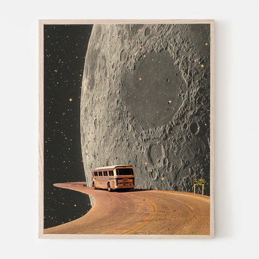 Moon Adventure, Vintage art, Surrealism, Retro Art, Sci-Fi, Cosmic Collage, Cosmic Art, Space Art, Art Print.