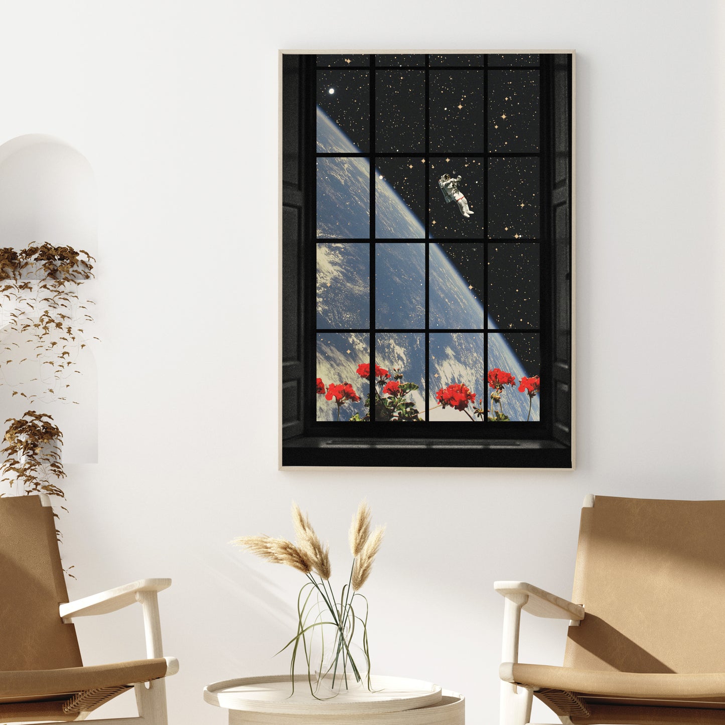 Window Vintage Cosmic Collage Art Retro Art
